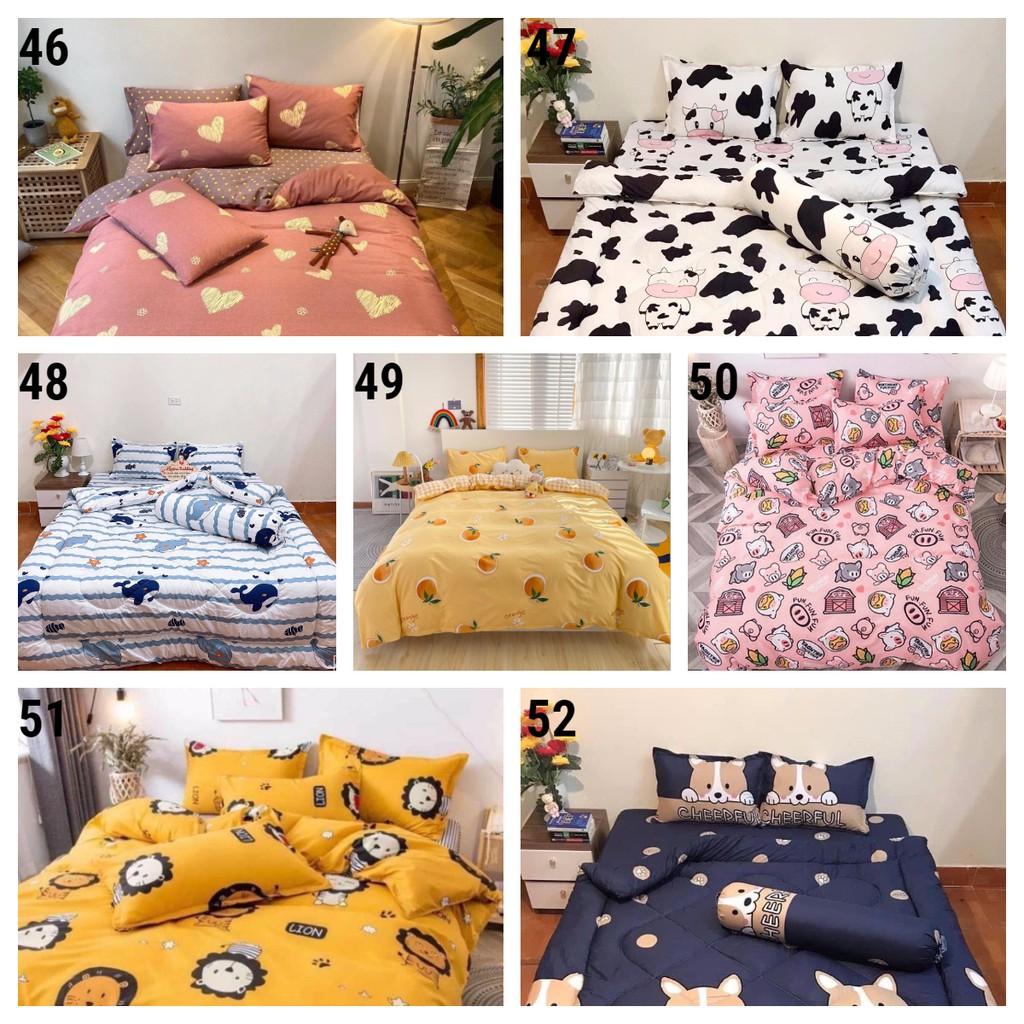 TRỌN BỘ GA GỐI COTTON POLY ĐỦ MÀU SẮC, KÍCH THƯỚC, TRANG TRÍ PHÒNG NGỦ LỘNG LẪY-MẪU BÒ SỮA TIM