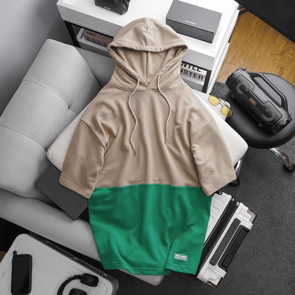 Áo hoodie big size tay ngắn phối màu siêu độc 85 đến 130kg màu mới