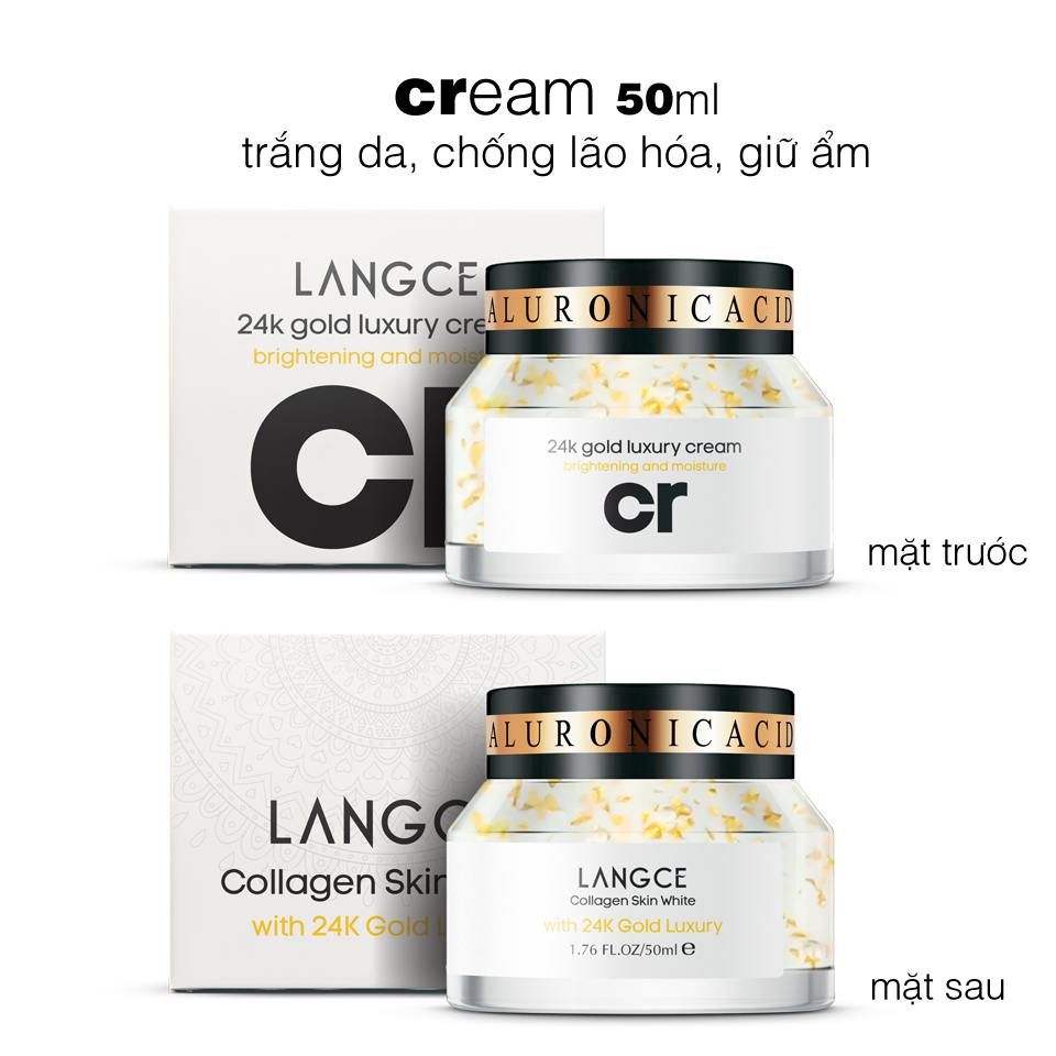 Cream 24k Trắng Da, Giữ Ẩm Chống Lão Hóa 50ml TẶNG Kem Làm Rụng Lông Trắng Da 20ml LANGCE