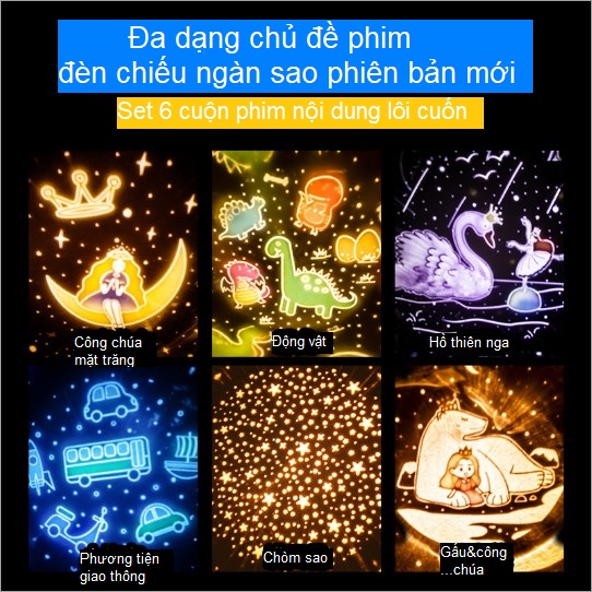 Set 6 cuộn phim dùng cho Đèn chiếu ngàn sao SPEVI, đa dạng thêm nội dung cho các cuộn phim đi kèm Đèn chiếu ngàn sao