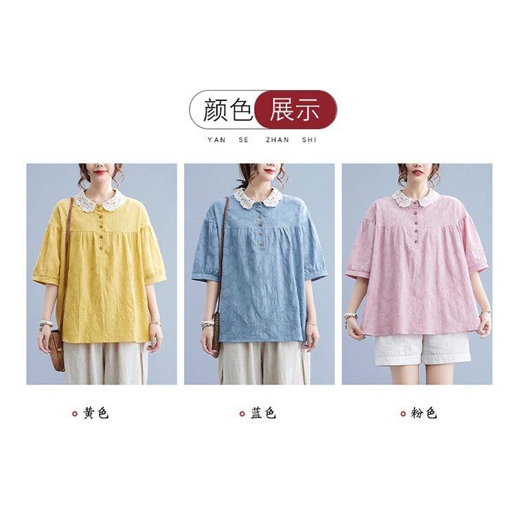 ÁO BẦU CÔNG SỞ FREE SIZE HÀNG THIẾT KẾ CỔ SƠ MI VIỀN REN - ÁO BẦU BABYDOLL ĐẸP