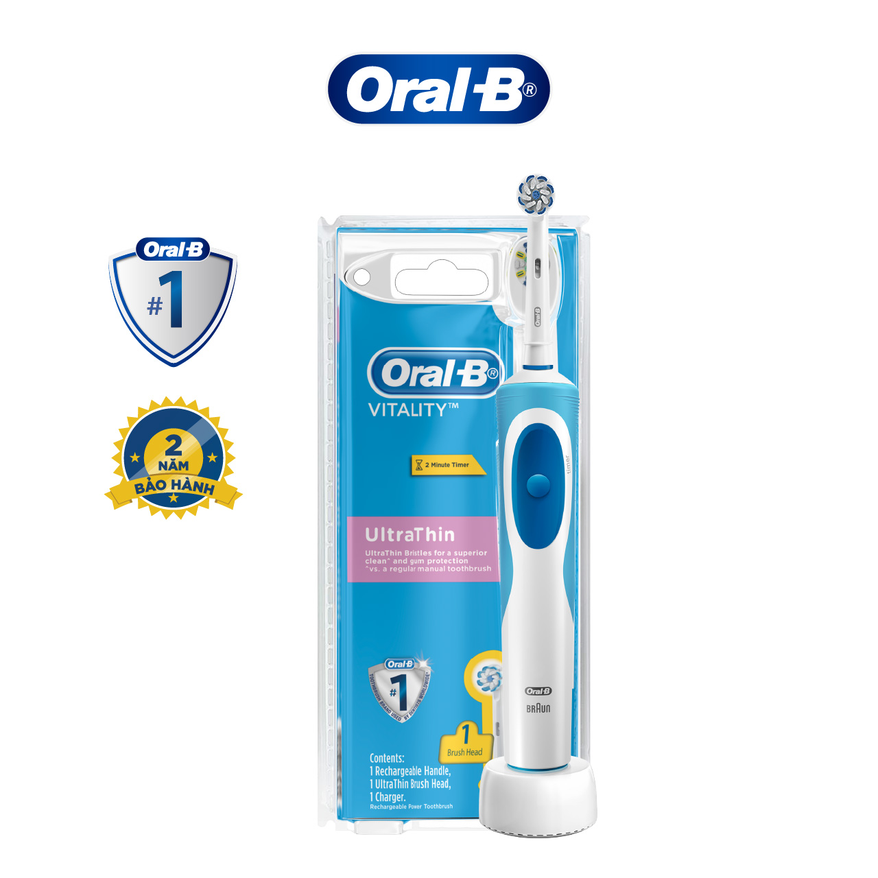 Bàn chải đánh răng điện Oral-B Vitality Ultrathin D12.513-Hàng chính hãng