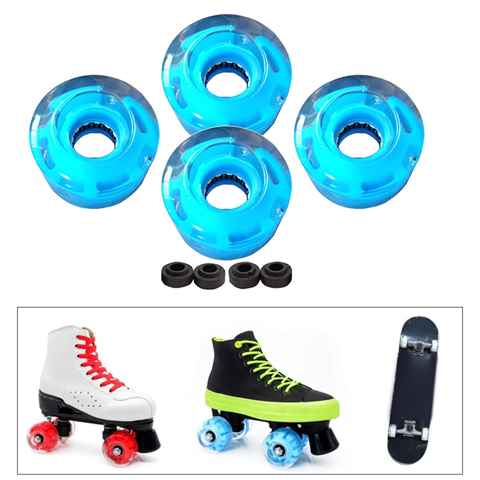 4pcs Roller Skate Wheels Light  Flash for Double Row Skating Blue