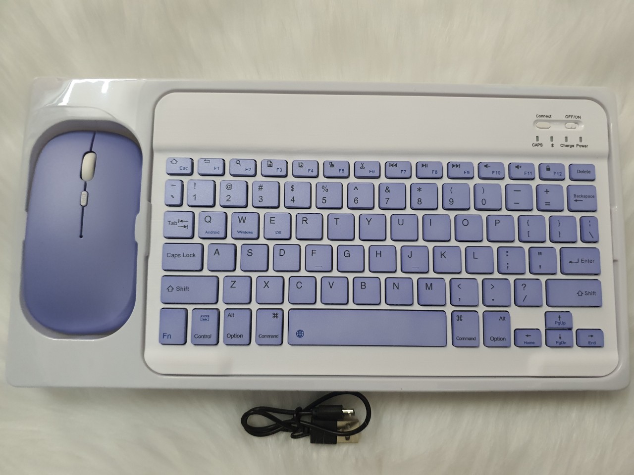 Combo chuột và bàn phím Bluetooth mini không dây, dùng cho máy tính, laptop, máy tính bảng, điện thoại - Hàng chính hãng