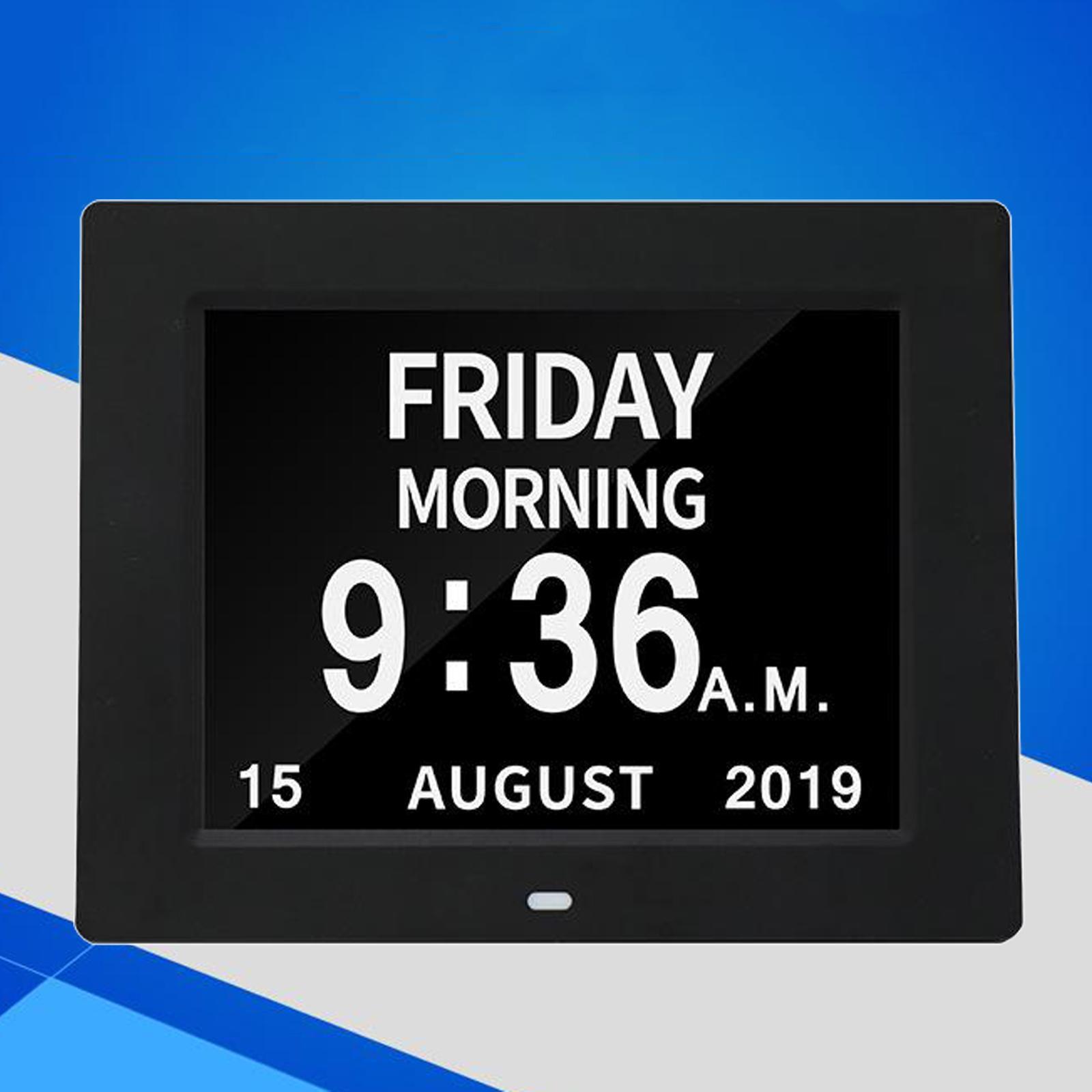 8" Digital Calendar Day Clock Large Letter Elderly  Clocks