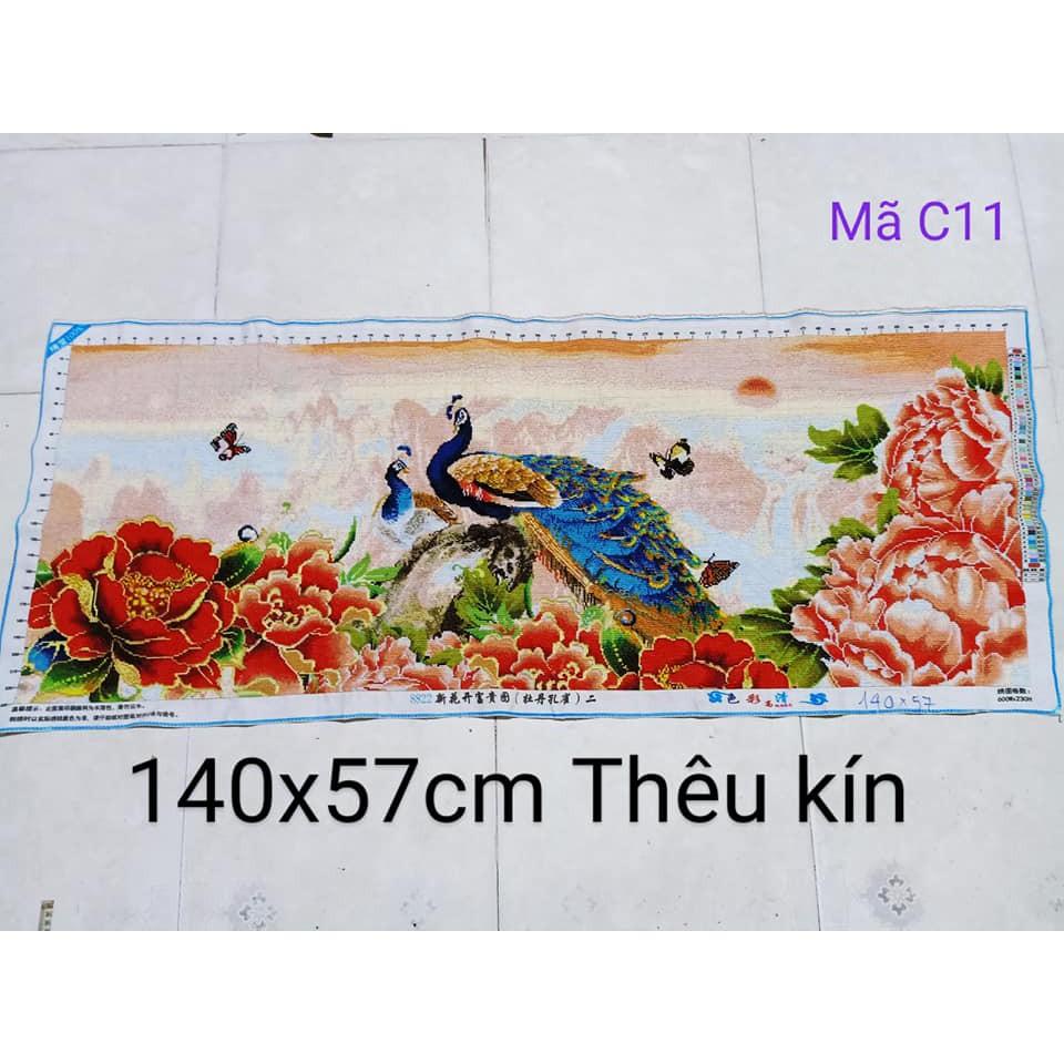 Tranh thêu thành phẩm CÔNG cam kín