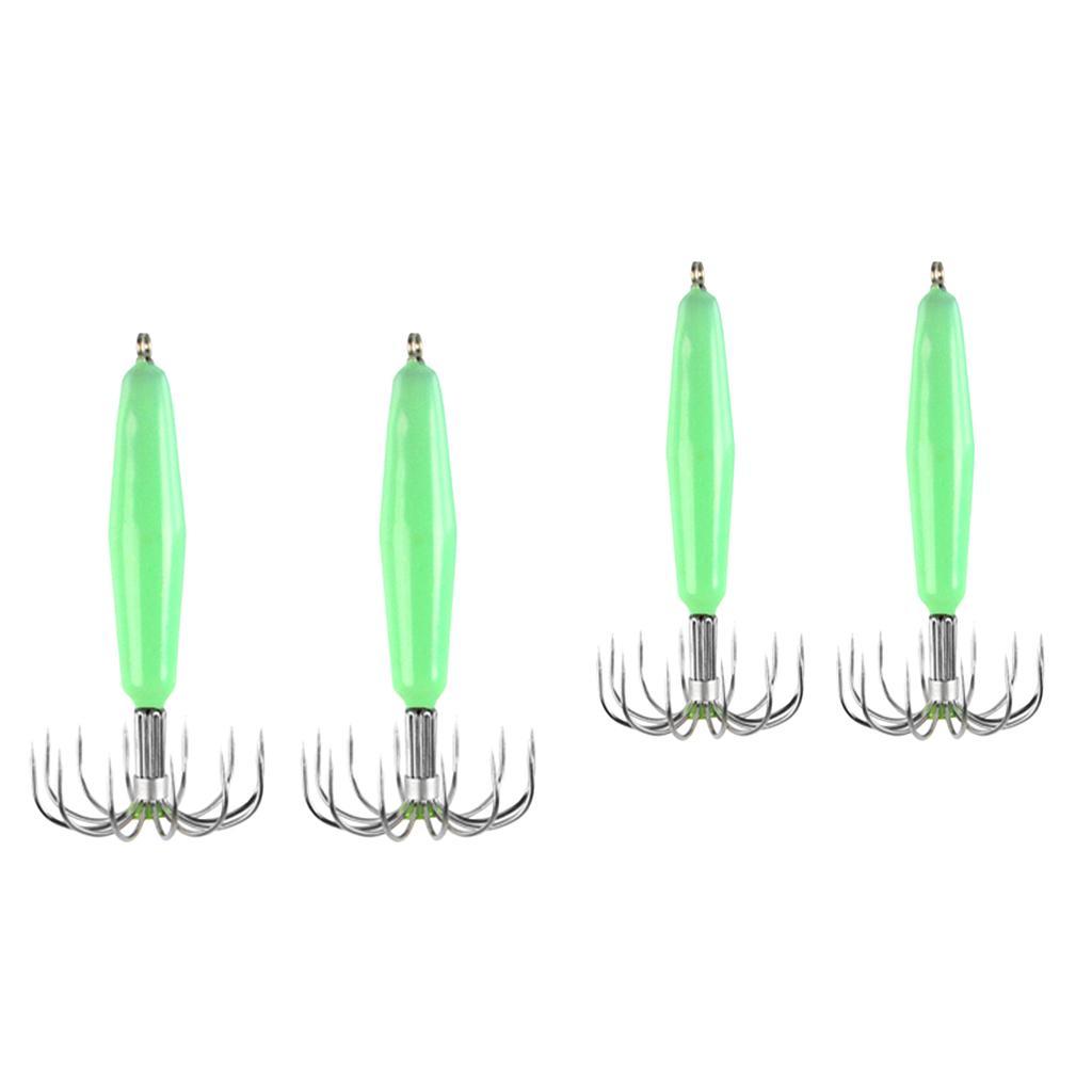 4 Pcs Squid Jigs Fishing Lures Squid Bait Jig Hooks 6.3cm 7.2cm