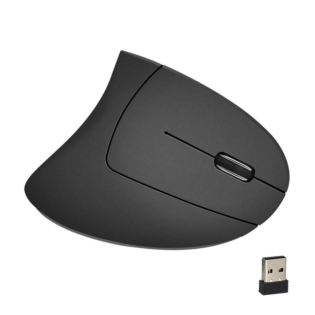Vertical Rechargeable Comfortable Wireless Optical Mouse for PC Laptops Black