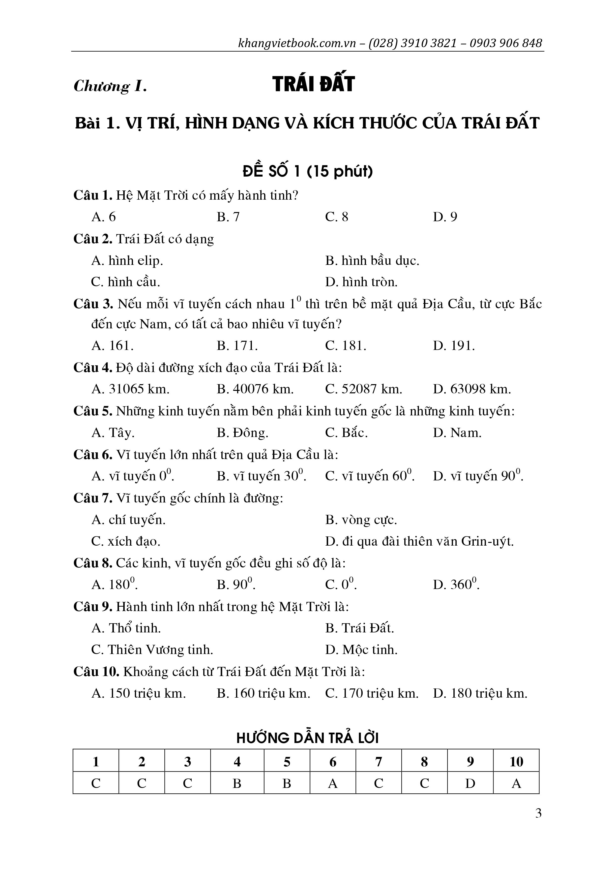 100 Đề Kiểm Tra Địa Lí 6 (Phiên bản mới nhất)