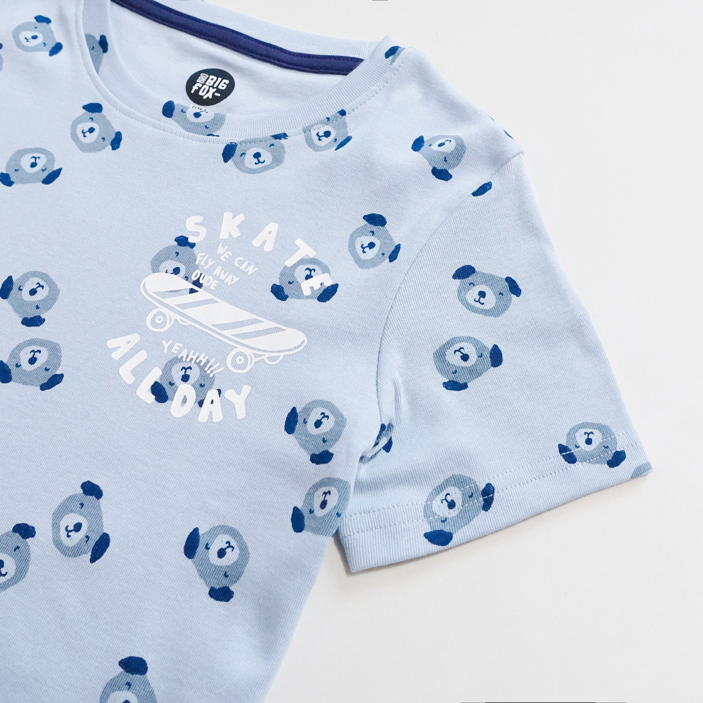 Bộ đồ cho bé trai cộc tay Bigfox Miss Meow mặc nhà mùa hè vải cotton size đại trẻ em 3-11 tuổi 35kg