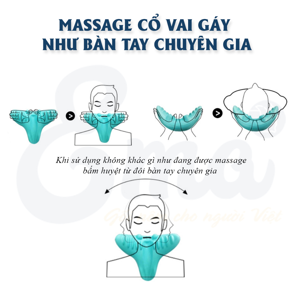 Gối đệm massage cổ bấm huyệt kiểu Hàn Quốc làm từ mút EVA - Kéo căng, thư giãn, ngừa thoái hóa đốt sống cổ