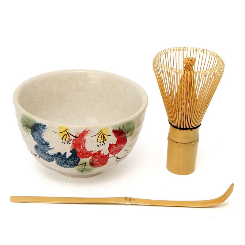 Retro 3in1 Bamboo Chasen Matcha Whisk Chashaku Trà Scoop Matcha Bát Gốm Trà Bát Nhà Bếp Trà Công Cụ Thiết Lập Trà phụ kiện