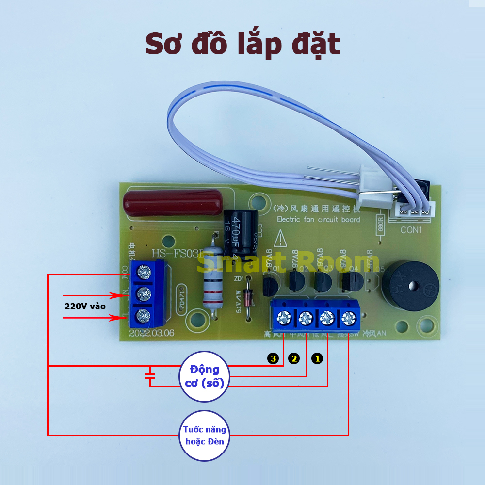 Bộ vỉ mạch và remote điều khiển quạt từ xa Bản Tiếng Việt - Anh