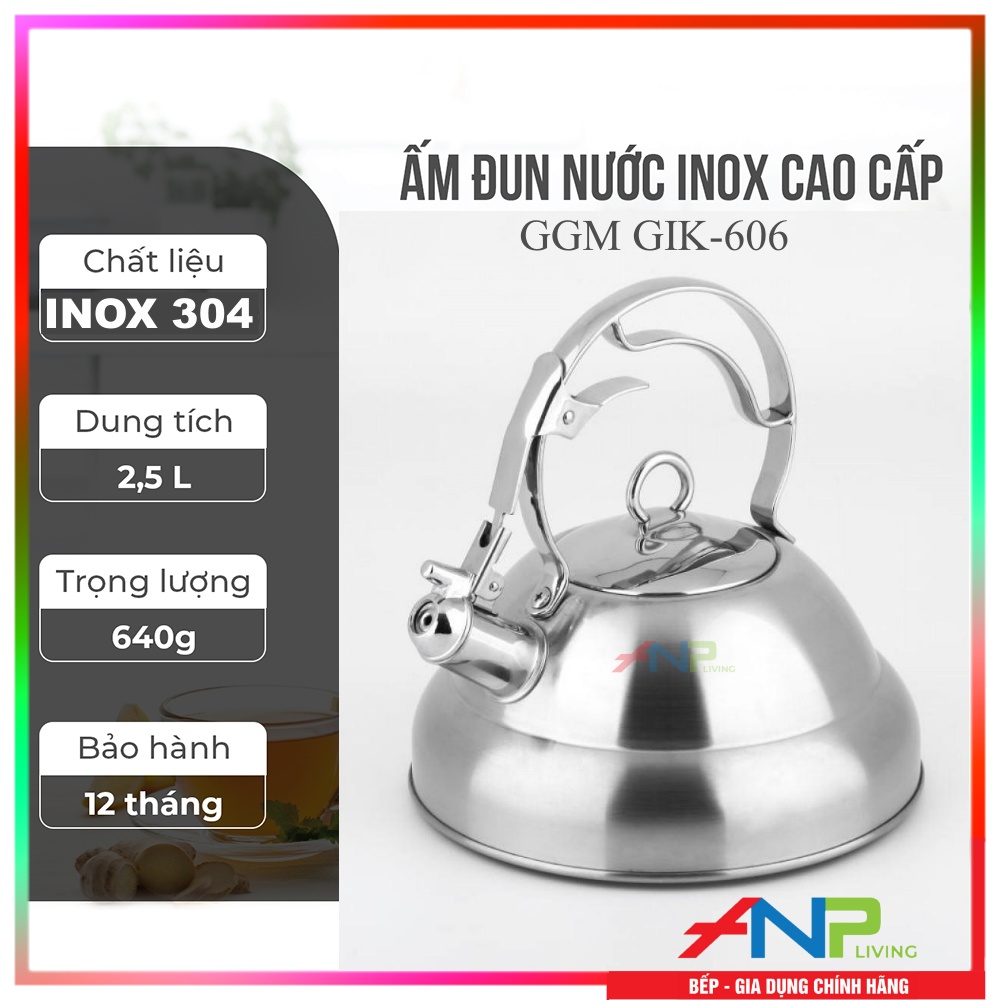 Ấm Đun Nước Siêu Tốc Bằng inox 304 Dùng Cho Bếp Từ Elmich GGM GIK 606 - Hàng Chính Hãng
