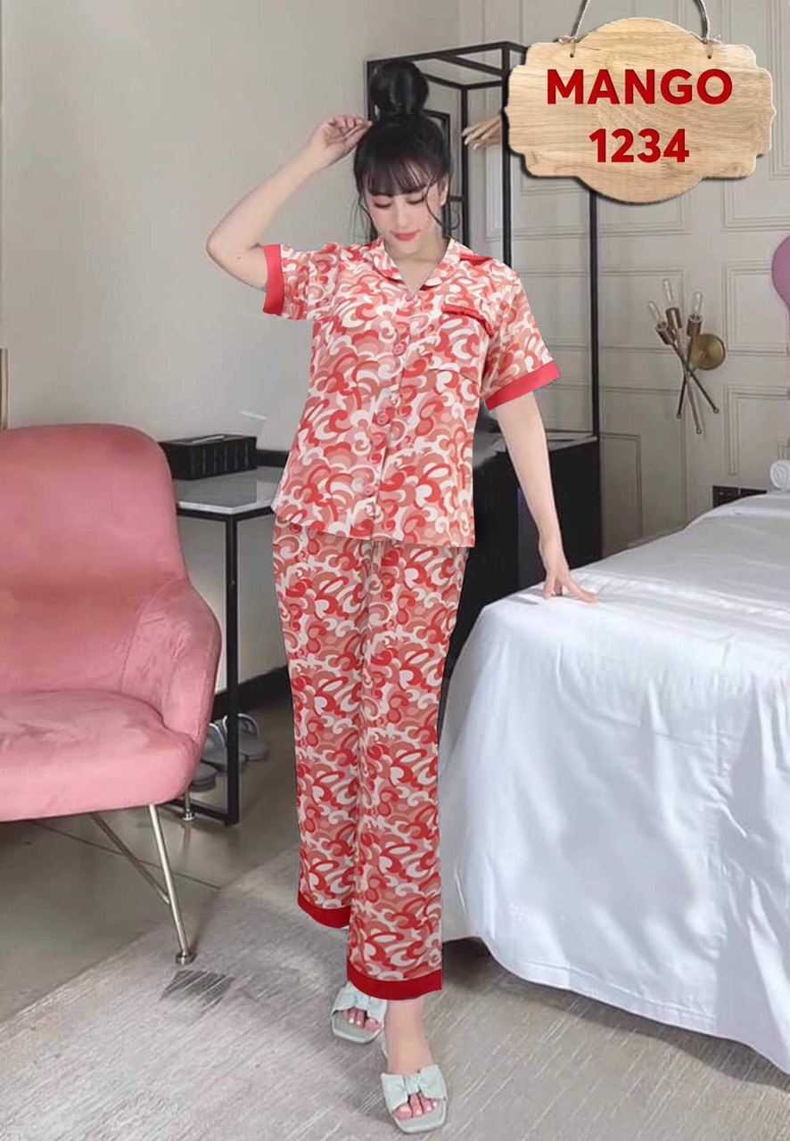 Đồ Bộ Mặc Nhà, Đồ Bộ Pizama Lụa Mango Nữ Shop Khánh An Quần Dài Tay Ngắn, Màu Số 23