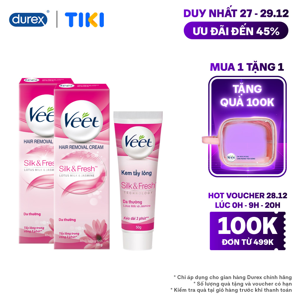 Combo 2 Kem Tẩy Lông Cho Da Thường Veet Silk Fresh 50G