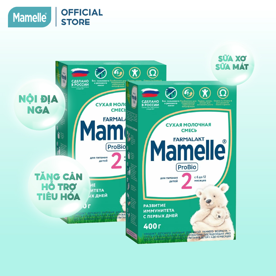 Combo 2 hộp Sữa bột công thức Mamelle Pro Bio Số 2 cho trẻ từ 6 đến 12 tháng hộp 400g/hộp