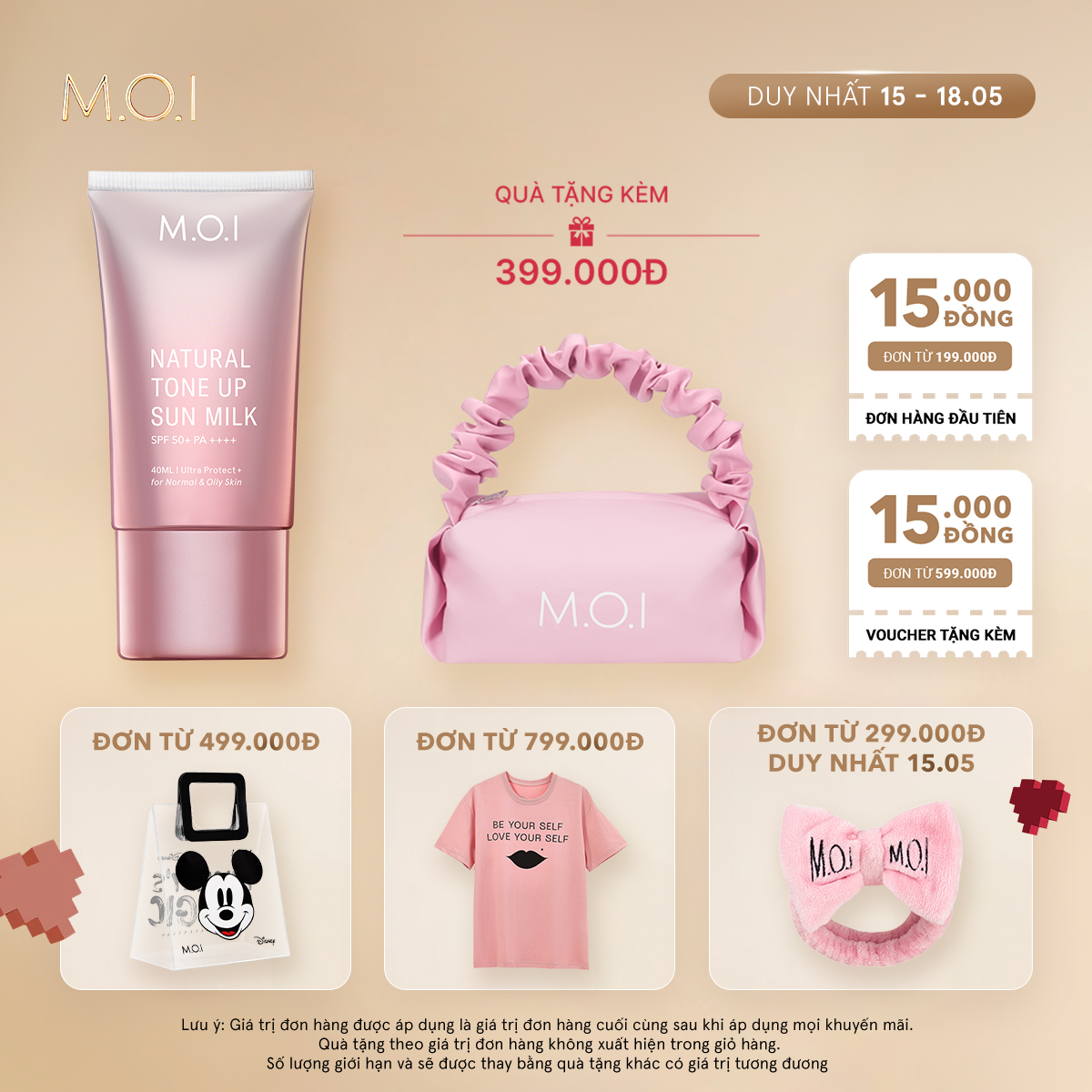 Kem chống nắng Nâng tông M.O.I Natural Tone Up Sun Milk 40ml