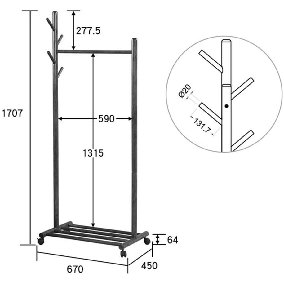 Giá Treo Quần Áo Gỗ Vivudecor - Kệ Gỗ Cây Sào Treo Quần Áo Lắp Ráp Dễ Dàng - Nội Thất Phòng Ngủ