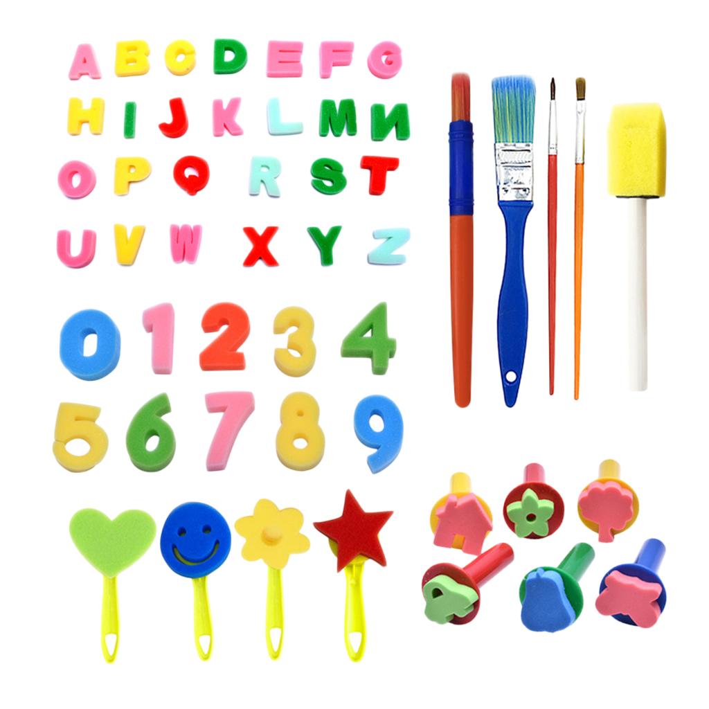 50Pc Sponge Painting Brushes Kids Painting Kits Early Learning Painting Kits