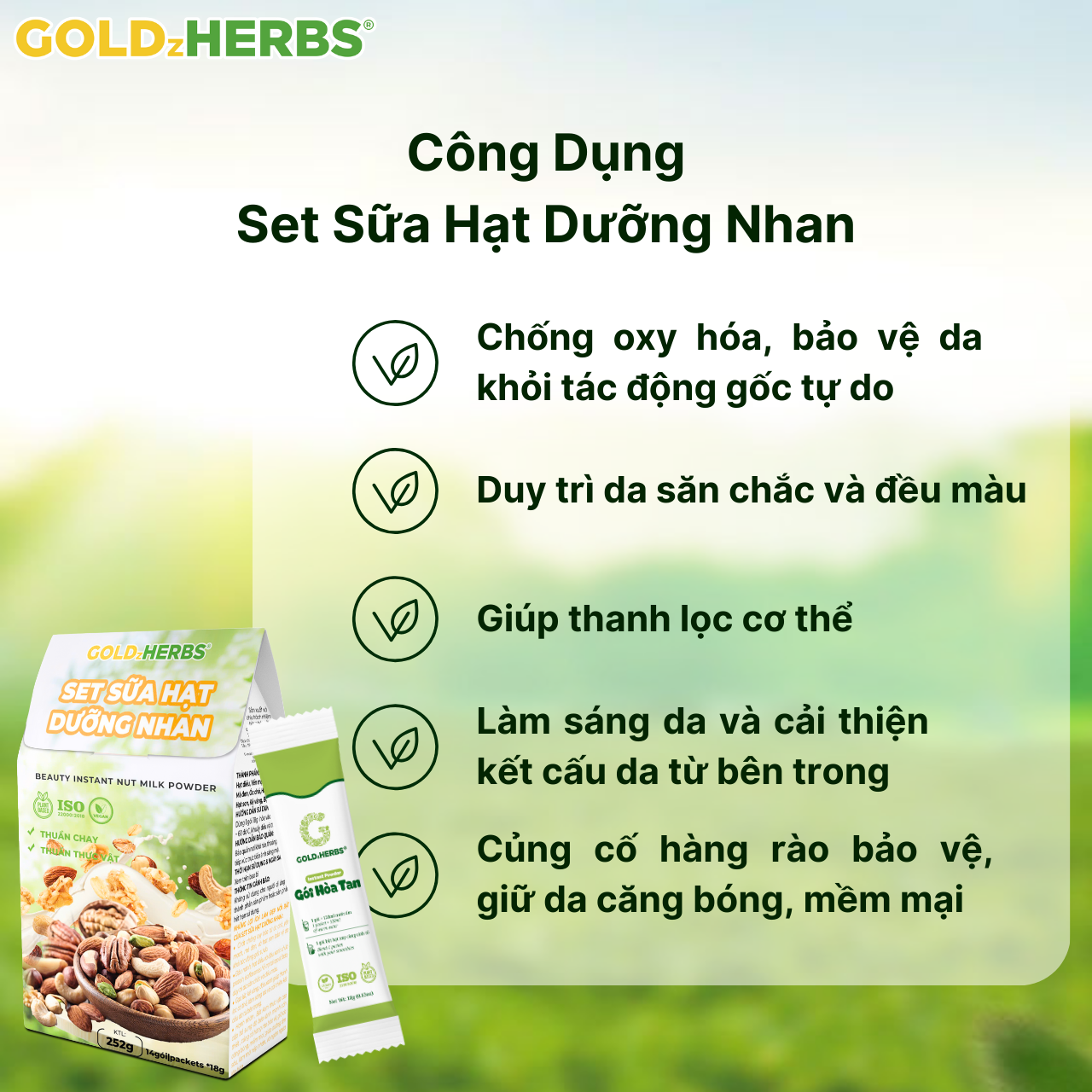 Set Sữa Hạt Dưỡng Nhan Goldzherbs – 252g/ 500g