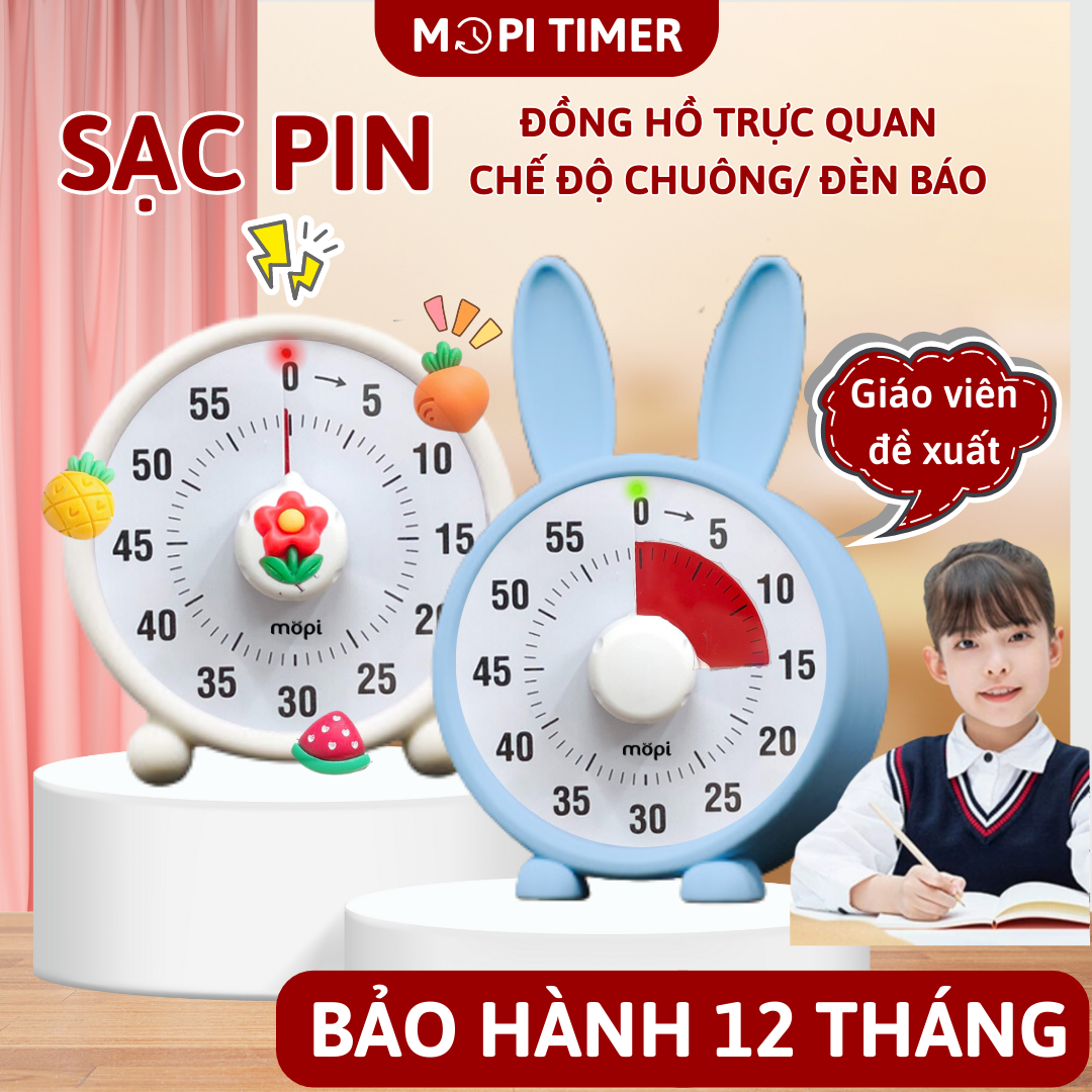 Đồng hồ Pomodoro học bài tập trung, Mopi timer MP038 quản lý thời gian trẻ em, đồng hồ hẹn giờ mini đa năng