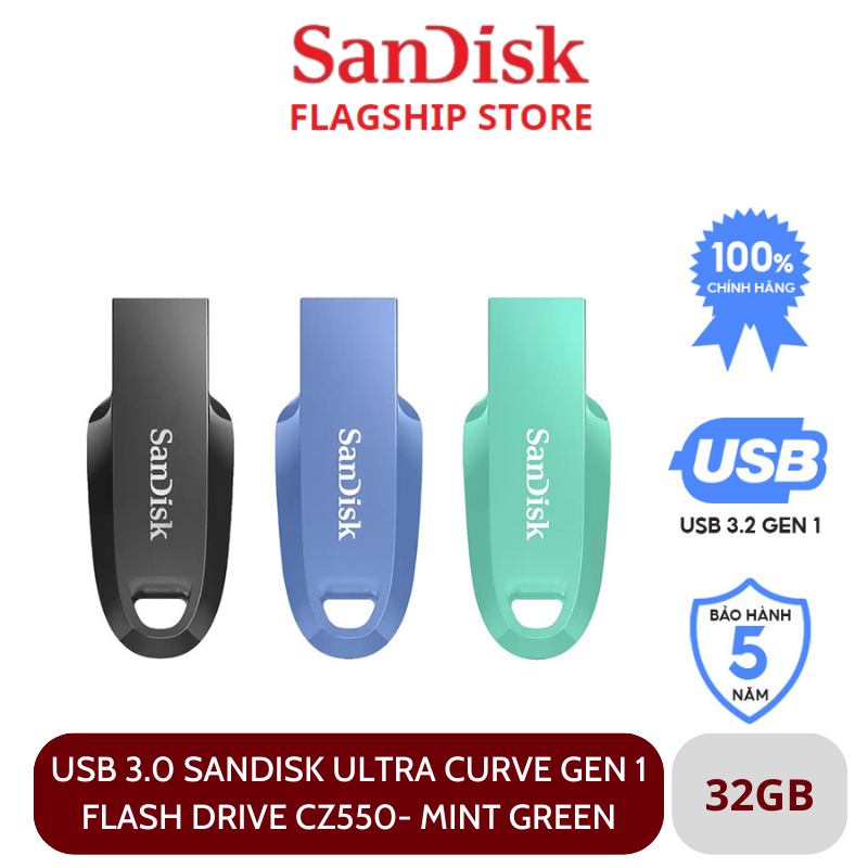 USB 3.0 SanDisk Ultra Curve Gen 1 Flash Drive CZ550 - Hàng Chính Hãng