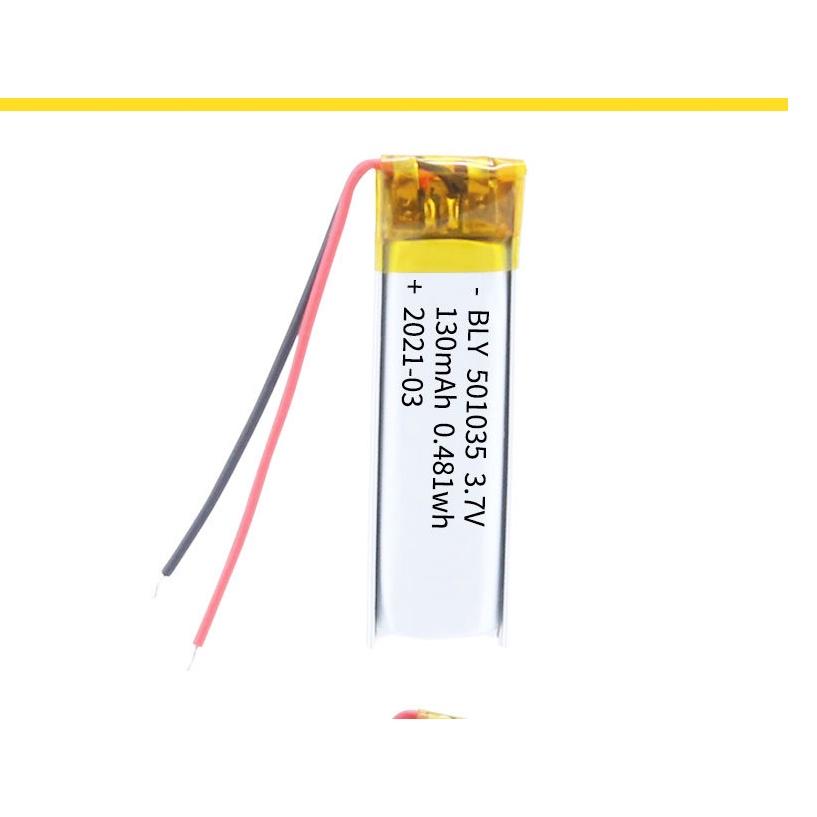 Pin Sạc Lithium Polymer 501035 3.7V 130mah Cho tai nghe,loa Mp3 MP4 MP5 GPS PSP Bluetooth hàng mới