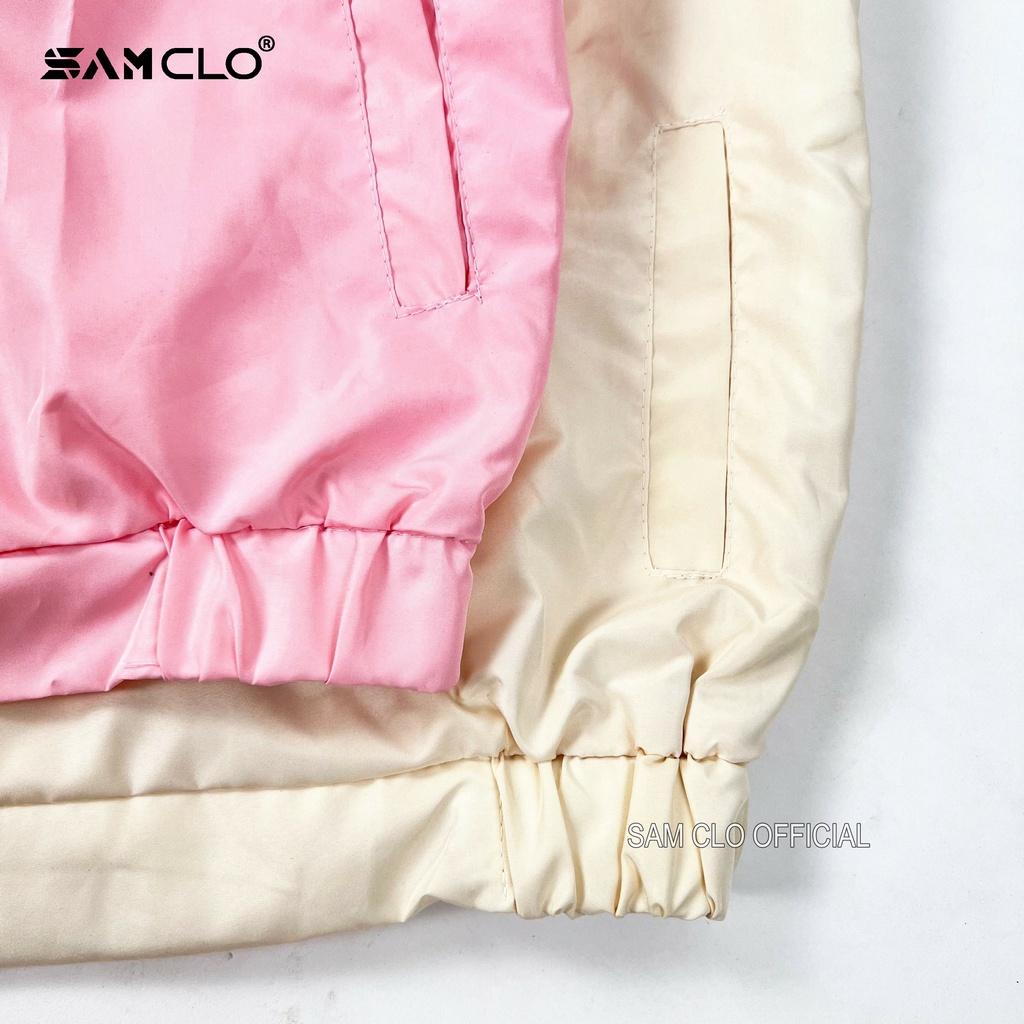 Áo khoác dù 2 lớp nam nữ SAM CLO - Áo khoác gió bomber khóa kéo form rộng unisex mặc cặp - couple thêu chữ RECORDS