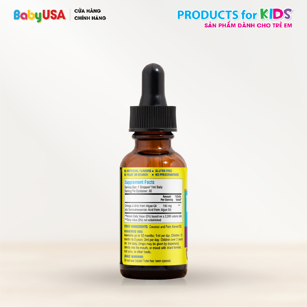 MediUSA DHA Omega 3 Algae Oil Drops - Thực Phẩm Chức Năng Bổ sung DHA cho cơ thể, hỗ trợ mắt - não bộ - tim mạch cho trẻ - Hàng chính hãng