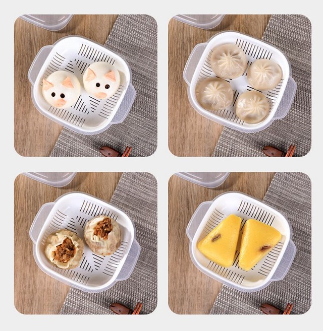 Hộp hấp thực phẩm dùng trong lò vi sóng Plump Pack A 340ml - Made in Japan