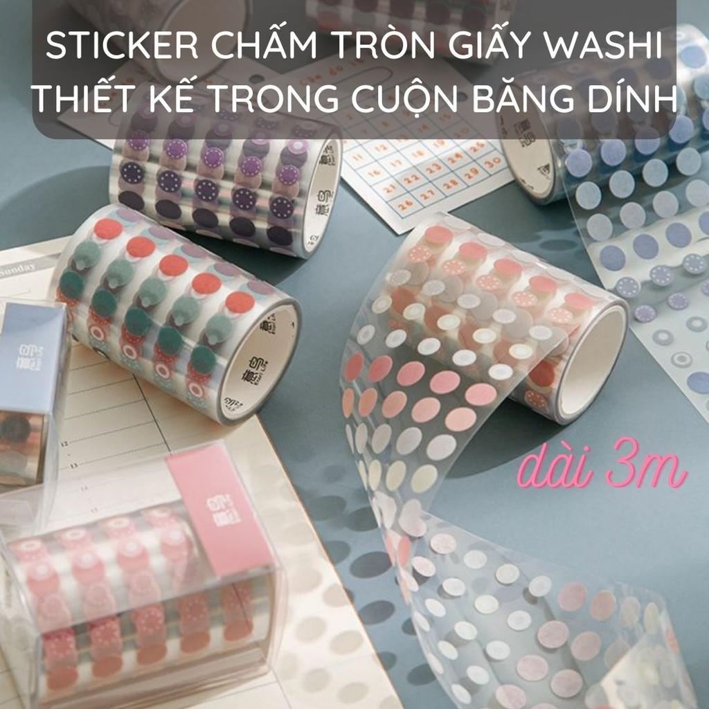 Cuộn dài 3m Sticker Hình Dán Trang Trí Sổ Lưu Niệm Họa Tiết Chấm Bi ST18