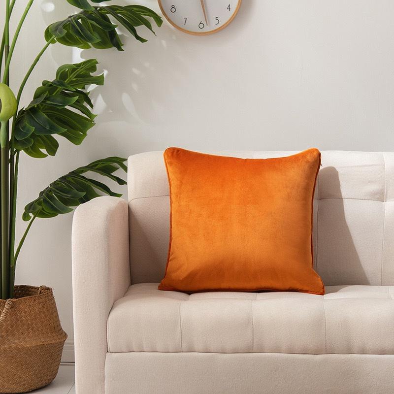 Gối Tựa Lưng Vải Nhung Dệt Sợi Jacquard Phối Màu Cam Trắng Hiện Đại SBK142