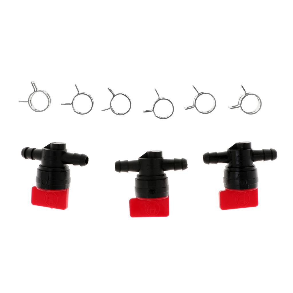 3x 1/4" In-Line Straight Fuel Gas Shut-Off/ Cut-Off Valve Petcock Motorcycle