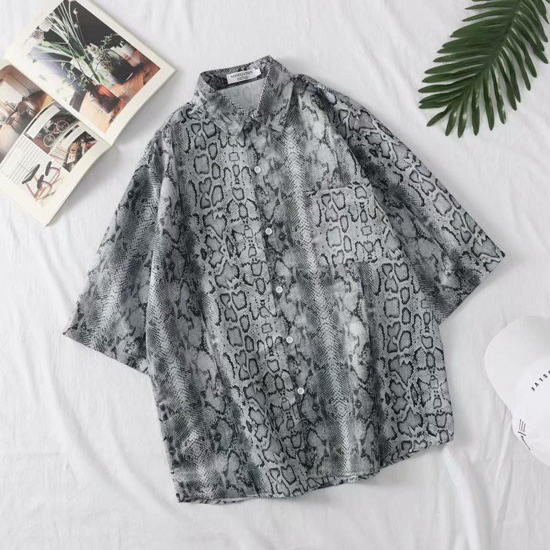 Áo Sơ Mi Ngắn Tay In Họa Tiết Da Rắn Thời Trang Dành Cho Nam