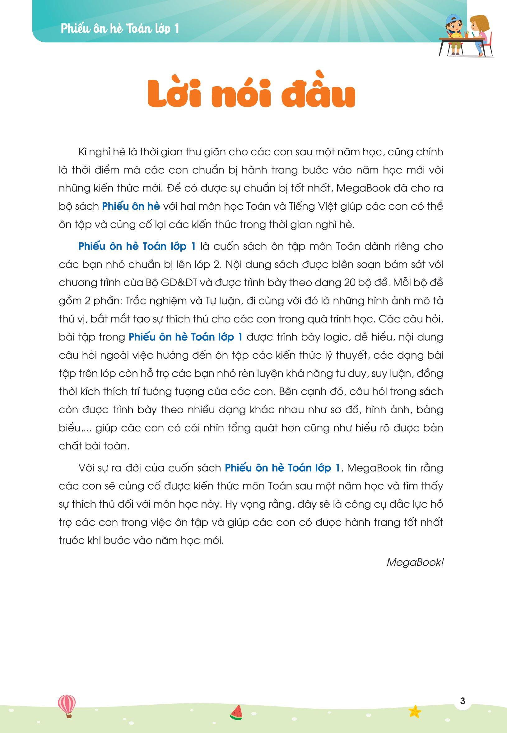 Phiếu Ôn Hè Toán 1 (Theo Chương Trình Giáo Dục Phổ Thông Mới)