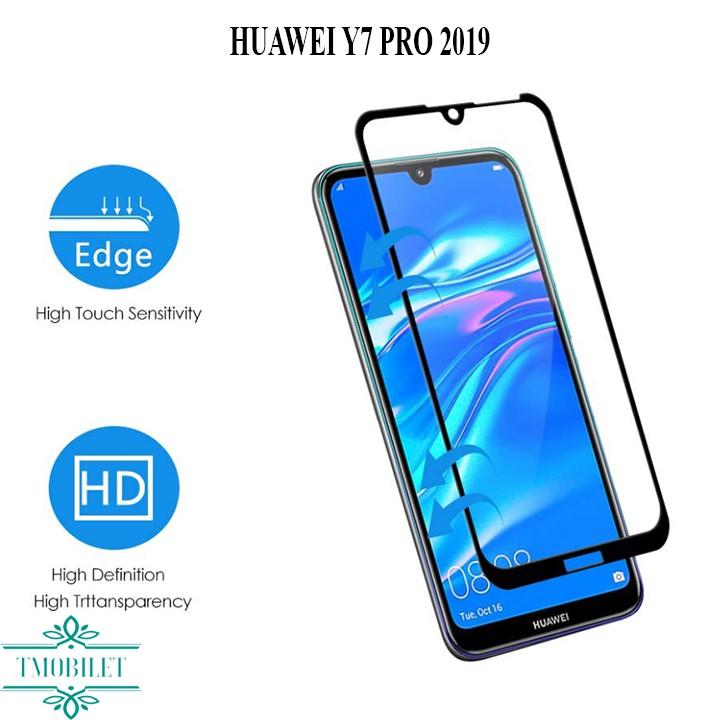 Kính Cường Lực Dành Cho Điện Thoại Huawei Y7 Pro 2019 Full Màn Hình Full Keo 9D - Màu Đen