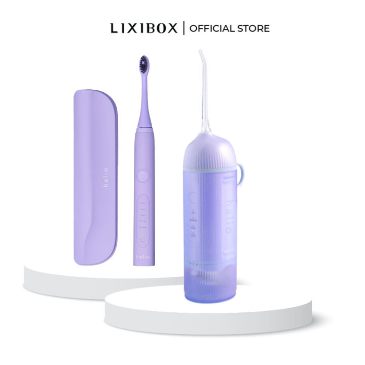 Combo Bàn chải điện Sonic Whitening Toothbrush Và Máy Tăm Nước Cầm Tay Halio UltraClean Oral Irrigator - Periwinkle