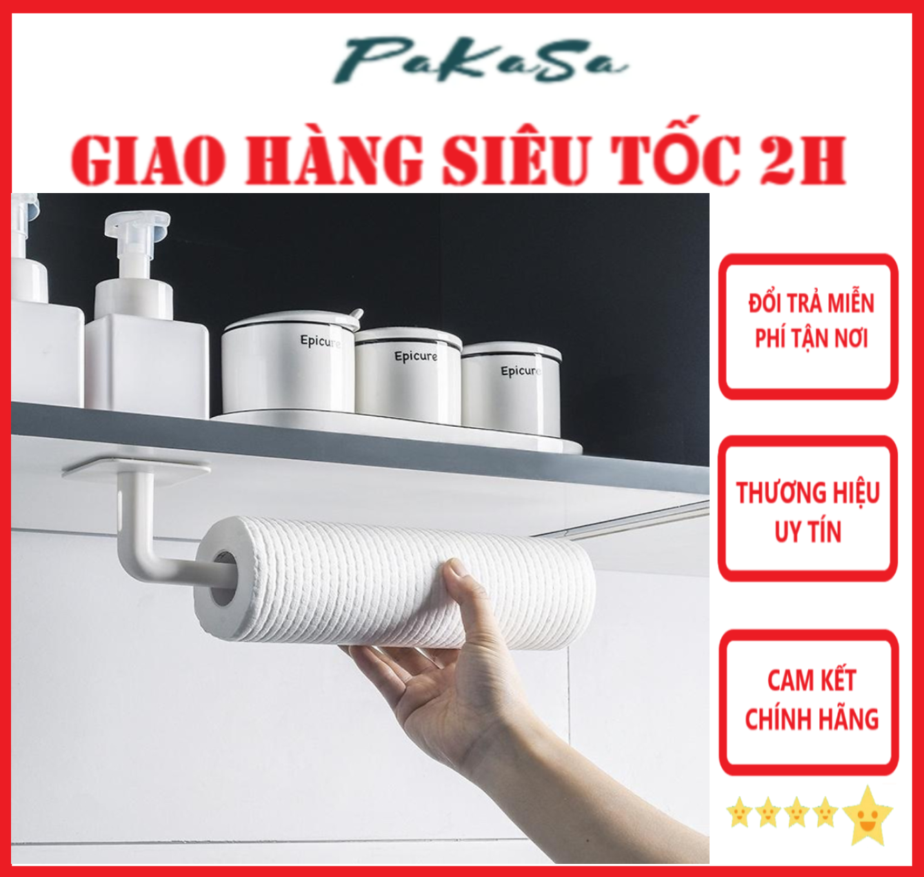 Móc Treo Cuộn Giấy Vệ Sinh Dán Tường Cao Cấp, Tiện Lợi Cho Phòng Tắm - Nhà Bếp, Móc Dán Tường Đa Năng - Chính Hãng