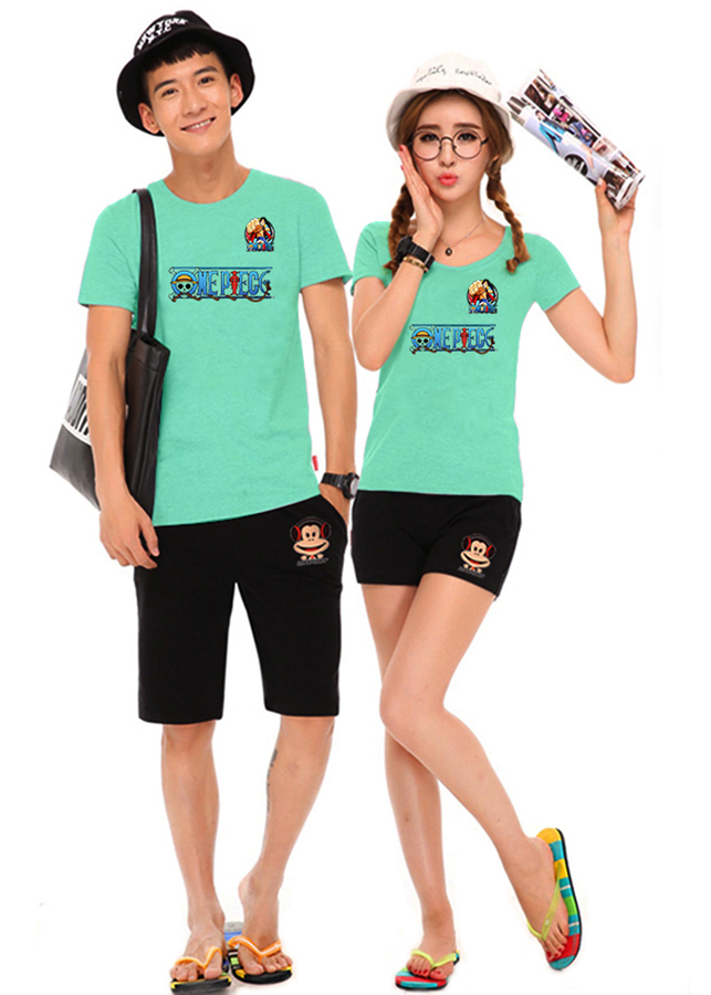 Bộ Áo Thun Đôi One Piece - Màu Xanh Ngọc