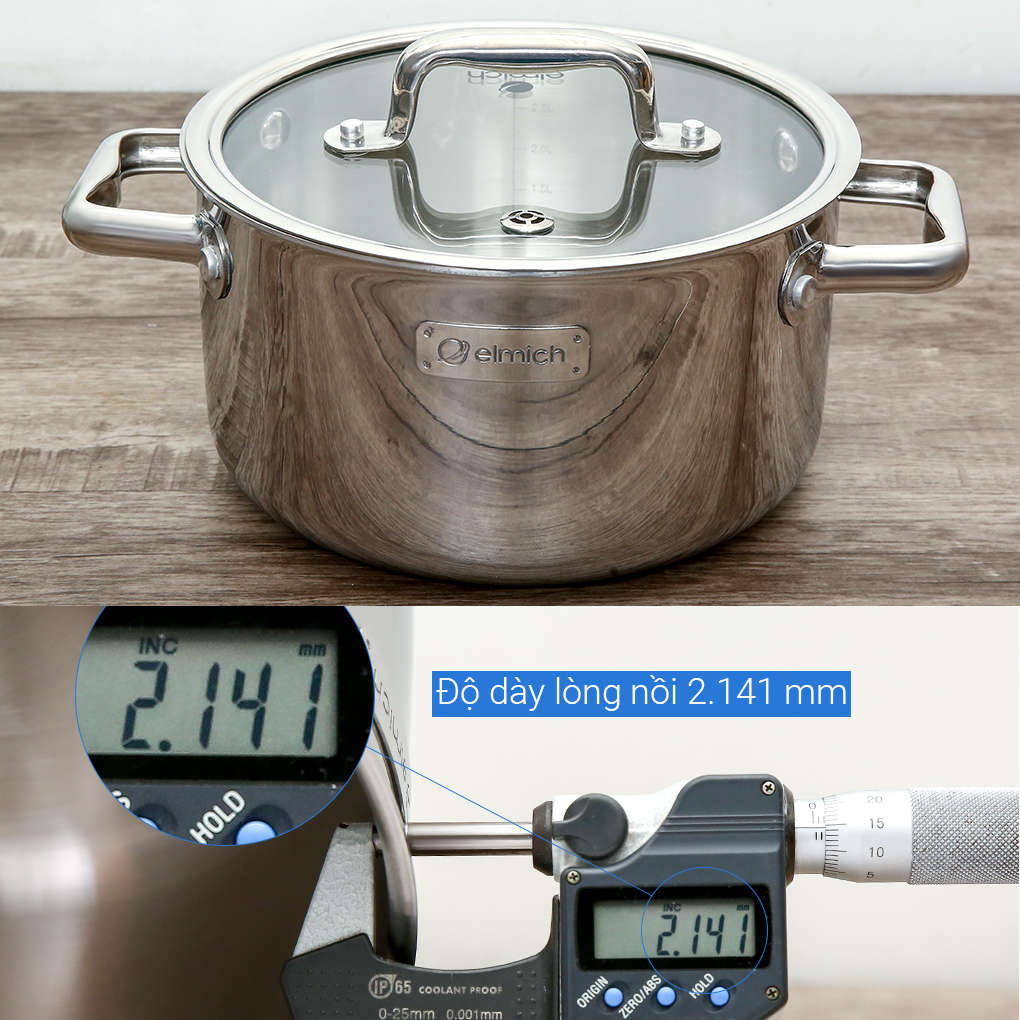 Bộ 3 nồi inox 304 liền khối Elmich Trimax ECO size 18, 20, 26cm - Hàng chính hãng
