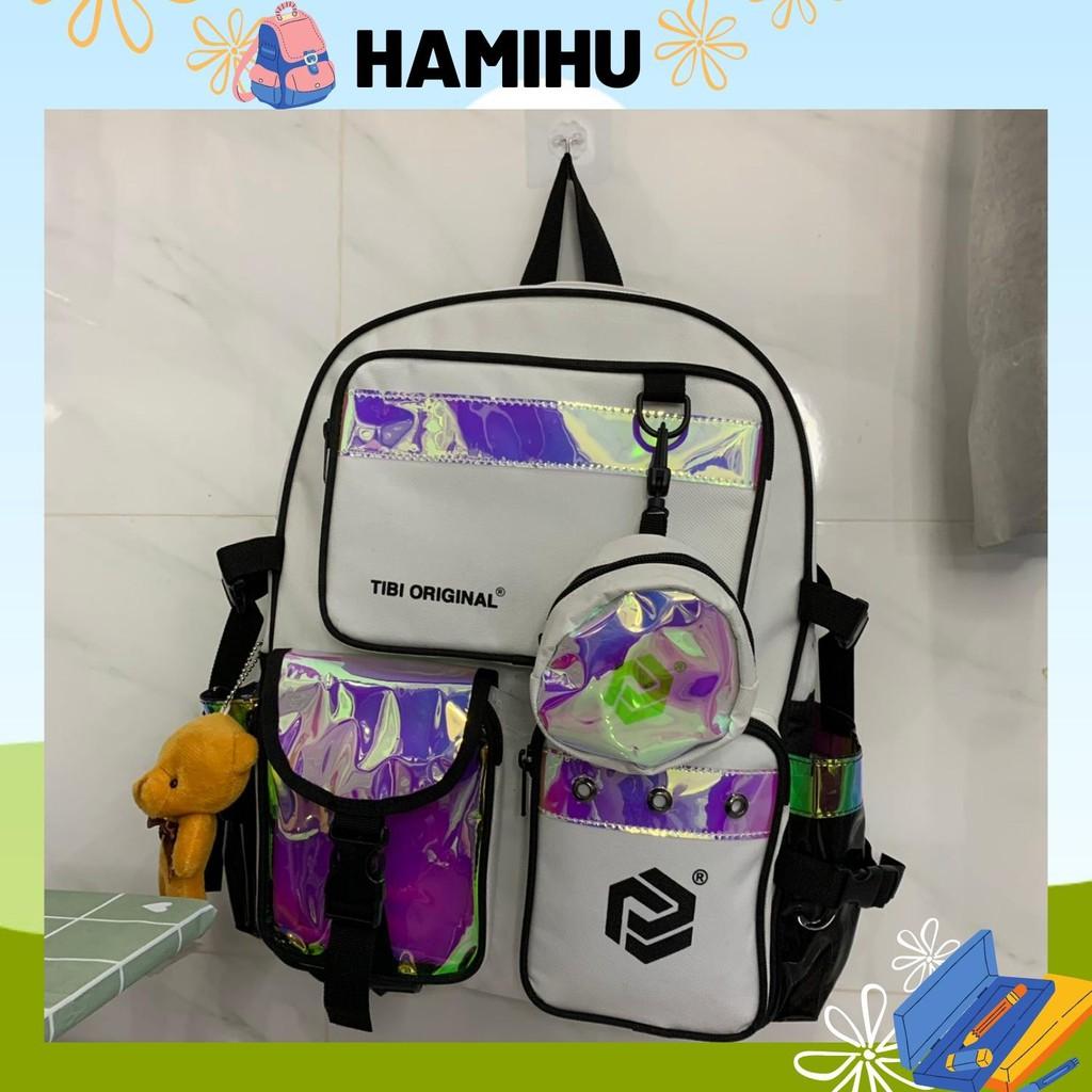 Balo đi học, balo phản quang Hamihu HM3T, balo Ulzzang basic Hàn Quốc