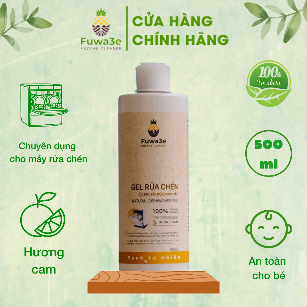 Nước rửa bát cho máy rửa chén bát Fuwa3e hữu cơ sinh học dạng gel 500ml