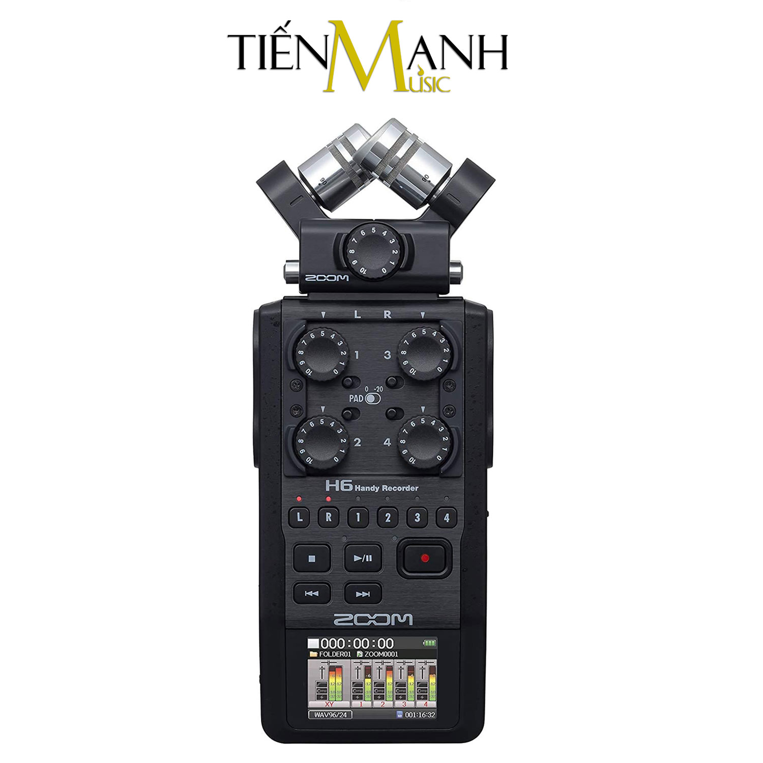 Combo Máy Thu Ghi Âm Mic Zoom H6 Black Và Phụ Kiện APH6 - Thiết Bị Cầm Tay Kỹ Thuật Số Microphone Stereo Hàng Chính Hãng