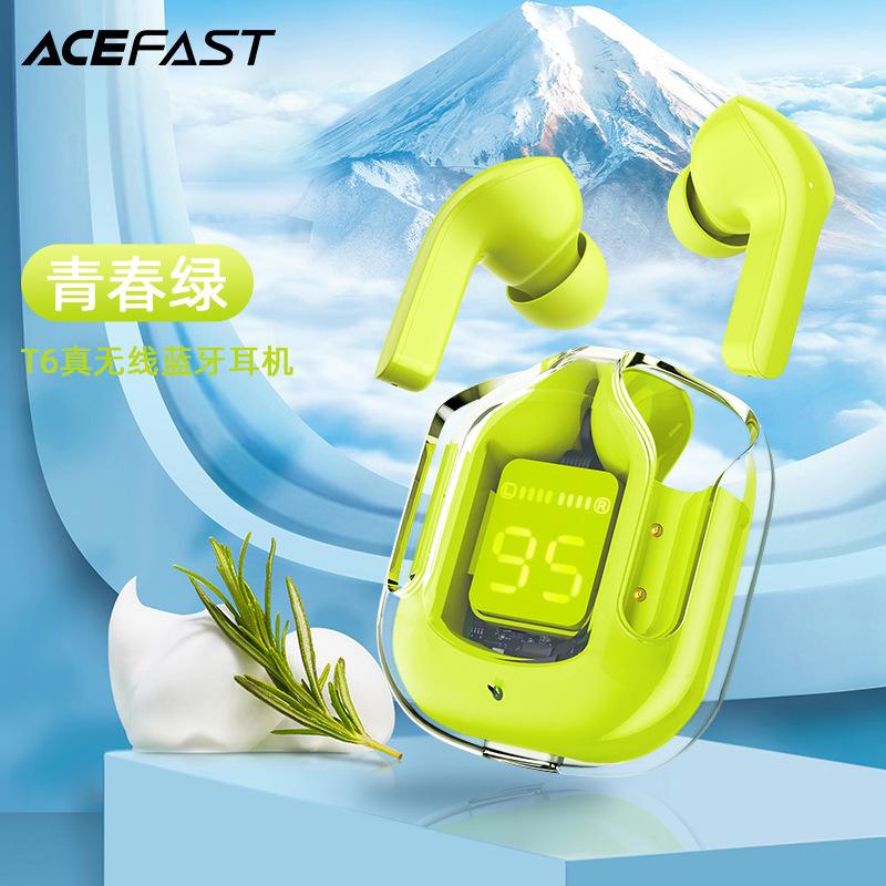 Phong cách mới nhất Tai nghe Bluetooth nhỏ màu pha lê ACEFAST ENC tai nghe kẹo thể thao không dây T6 tai nghe trò chơi sạc màu pha lê nhỏ