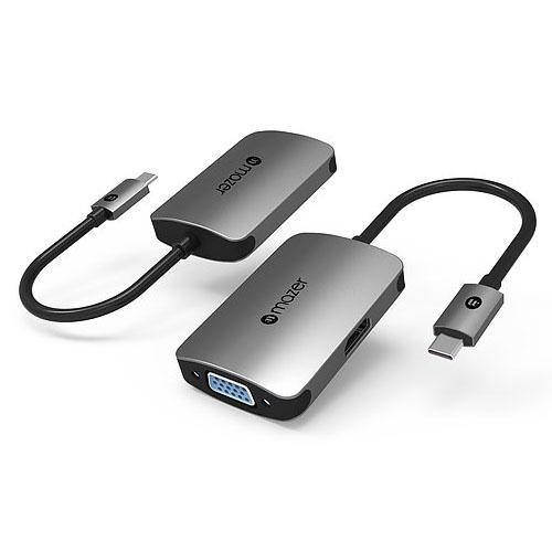 Cổng Chuyển Đổi Mazer USB-C to 4K-HDMI+VGA Dual Display Adapter, Vỏ chất liệu Aluminum giúp giảm thiểu nhiễu điện từ. HÀNG CHÍNH HÃNG