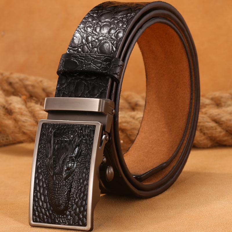DINISITON Bán Thắt lưng Nam Cao Cấp Da Cá Sấu thiết kế Chất Lượng Cao Tự Động Người Khóa Da Bò Thật Quần Jean