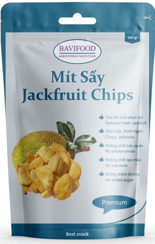 [Thùng = 30 gói x 100 grs/gói] Mít Sấy Chân Không (Jackfruit Chips), Giòn Xốp Tự Nhiên – BAVIFOOD, Khối Lượng:  3 kg (thùng = 30 gói x 100 grs/gói) – Premium