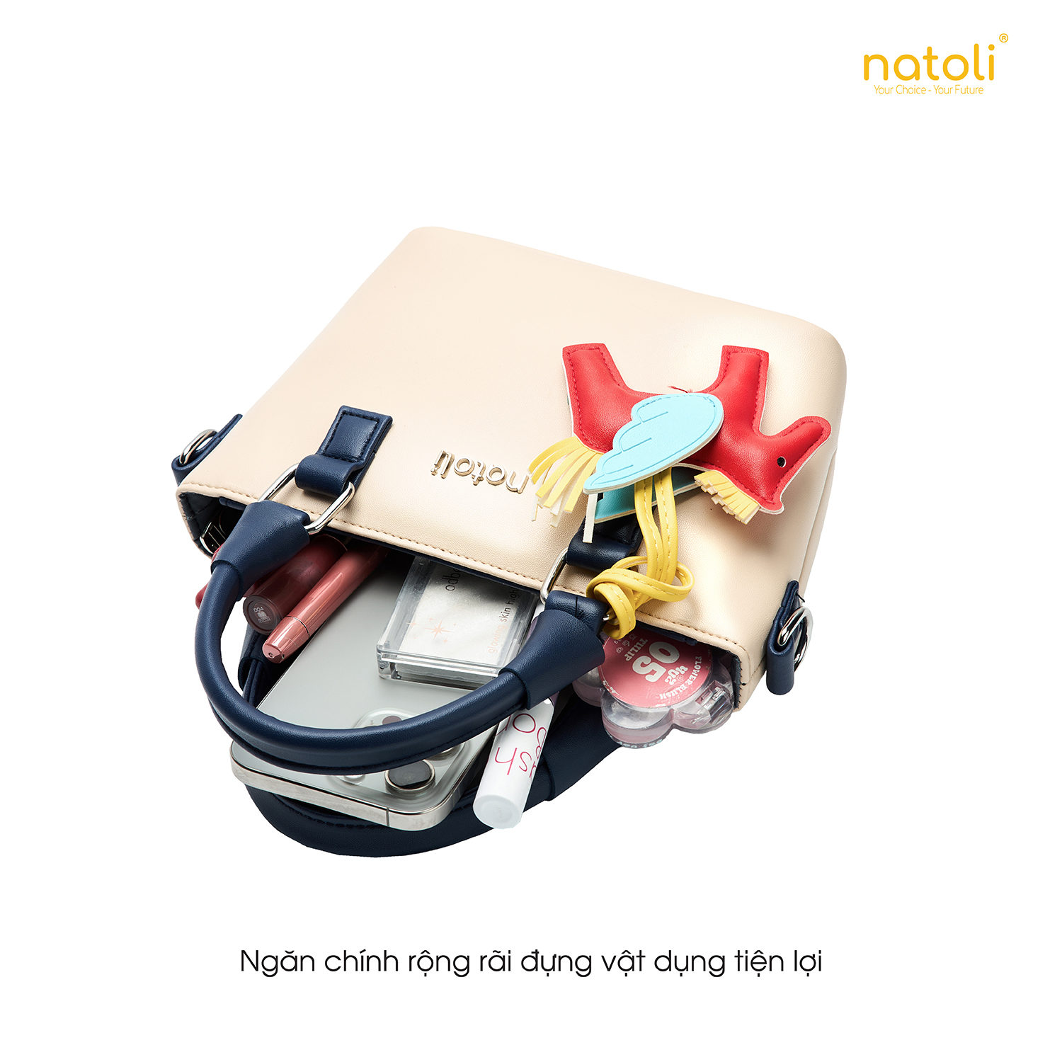 Túi đeo chéo da cầm tay NATOLI, túi xách mini đeo chéo chống nước cao cấp BST Chic Mini Tote T32