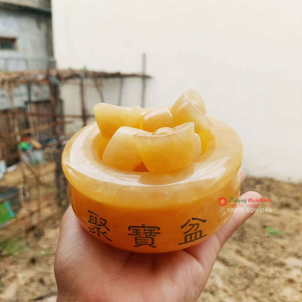 Hũ vàng tài lộc phong thủy đá Ngọc hoàng long đá Non Nước